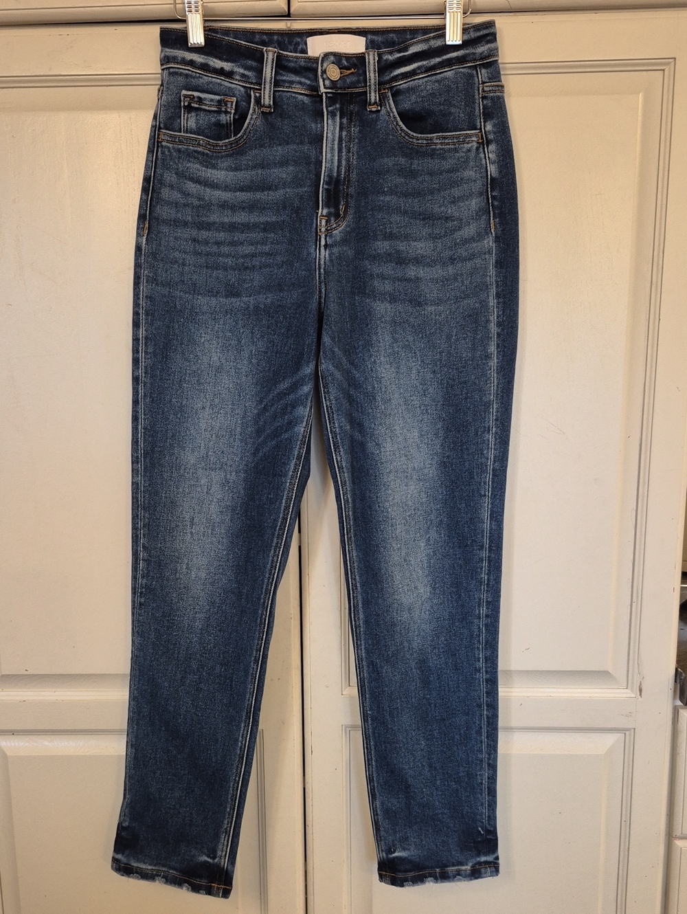 High-Rise Slim Straight Jeans in Dark Indigo